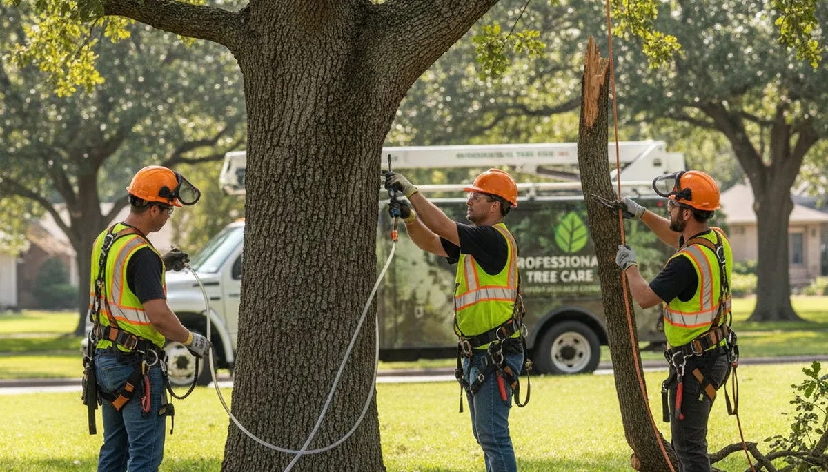 Chicago tree disease treatment by arborists inspecting and treating a diseased tree in Chicago, IL