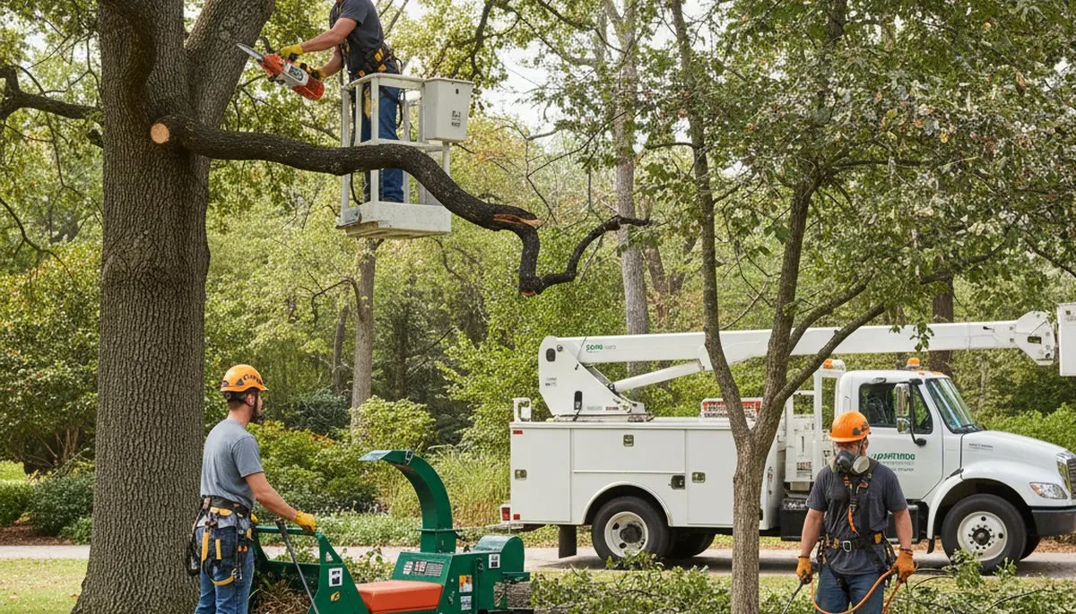 Tree care specialist treating diseased trees in Chicago, IL for healthier growth and disease control