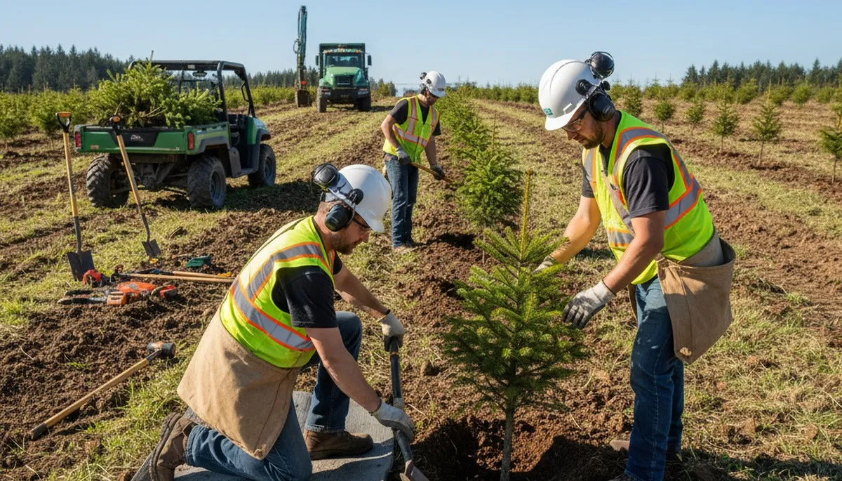 Chicago, IL arborist planting a young tree for residential tree planting services