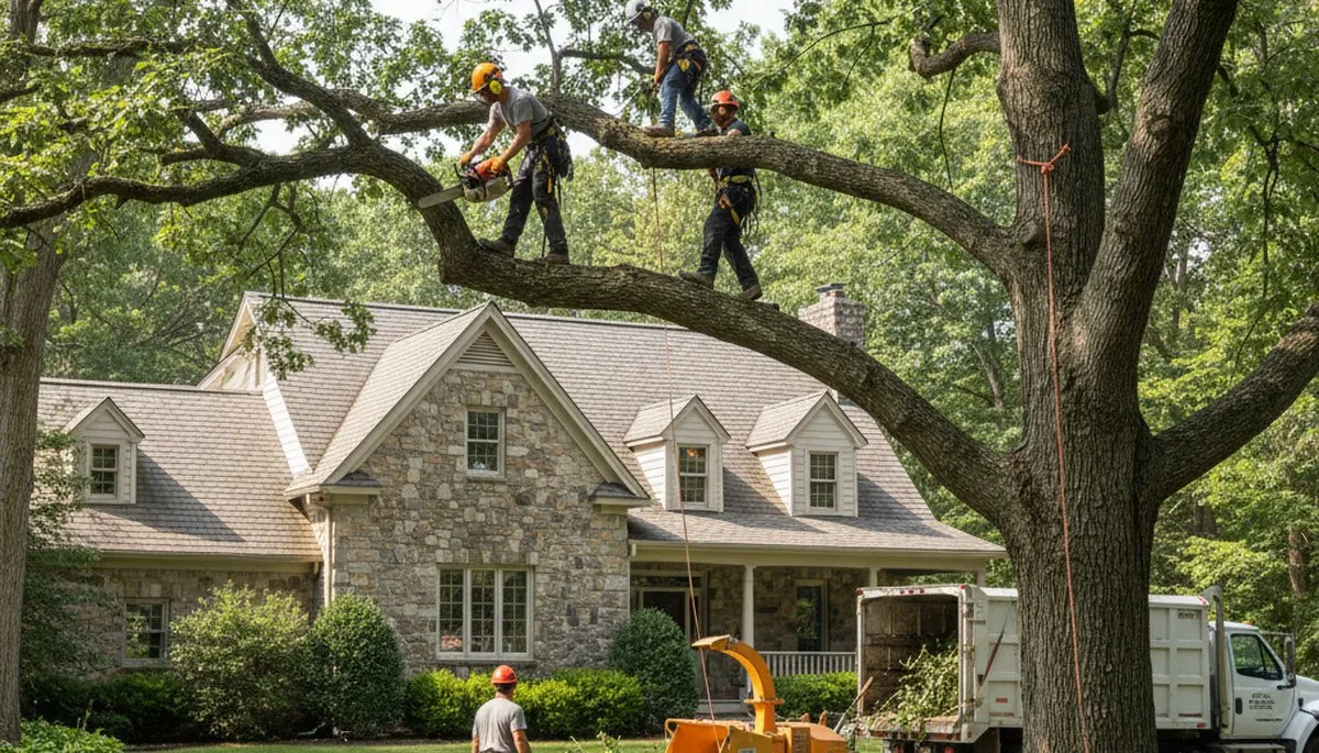 Chicago, IL tree service crew removing a tree for safe property clearance