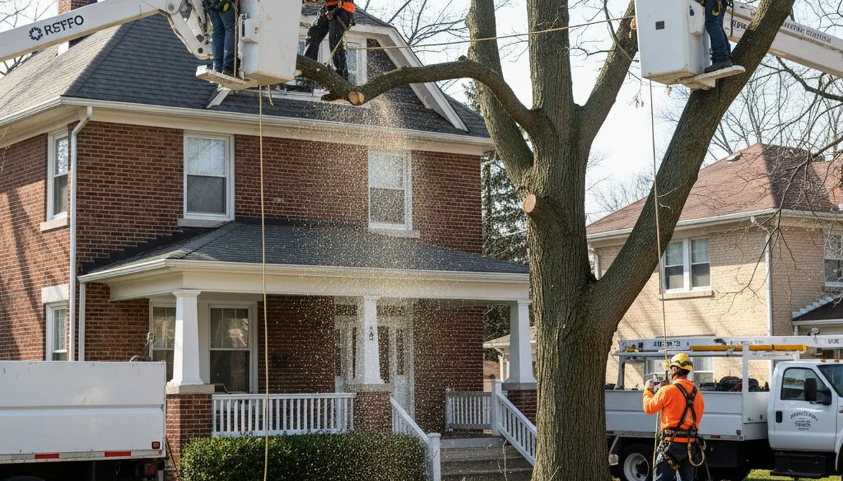 Chicago, IL tree service crew removing a tree for Arbor Chicago Tree Removal