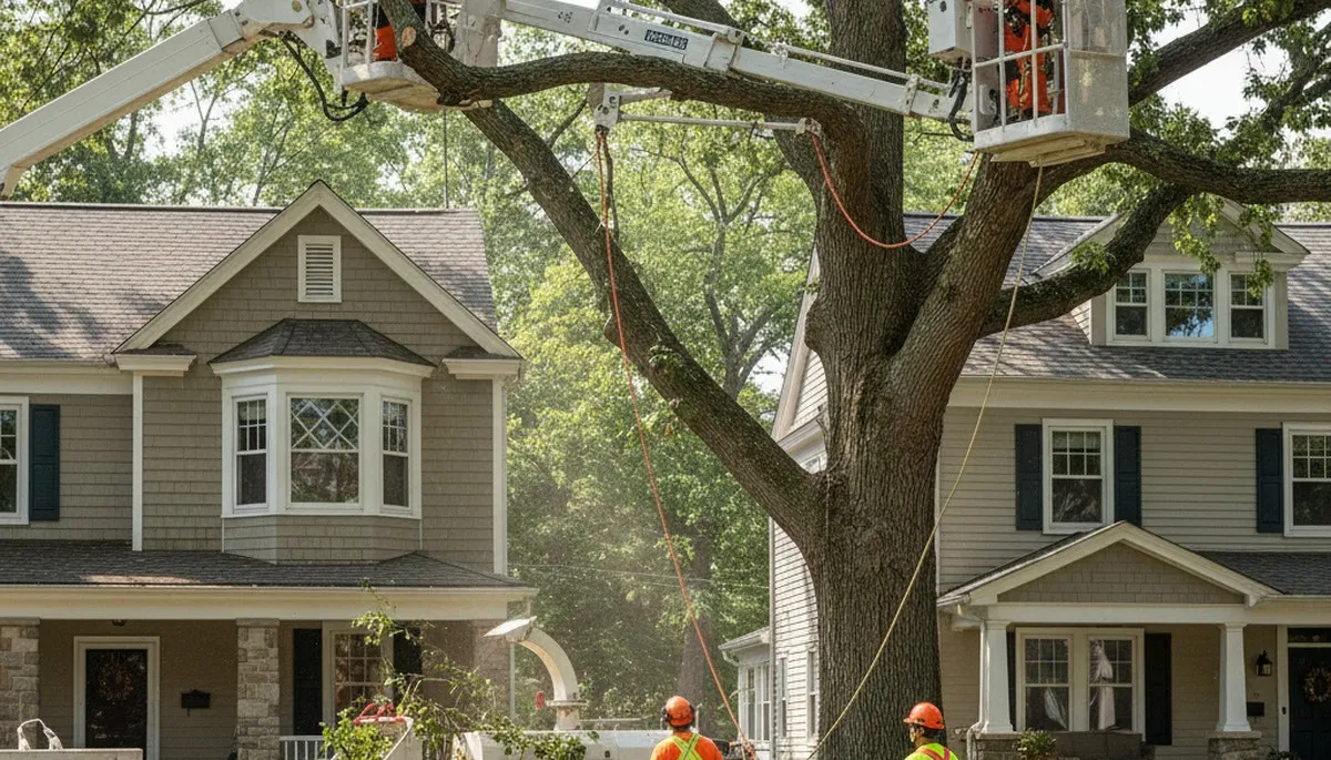 Chicago, IL tree service crew removing a tree for safe residential property maintenance
