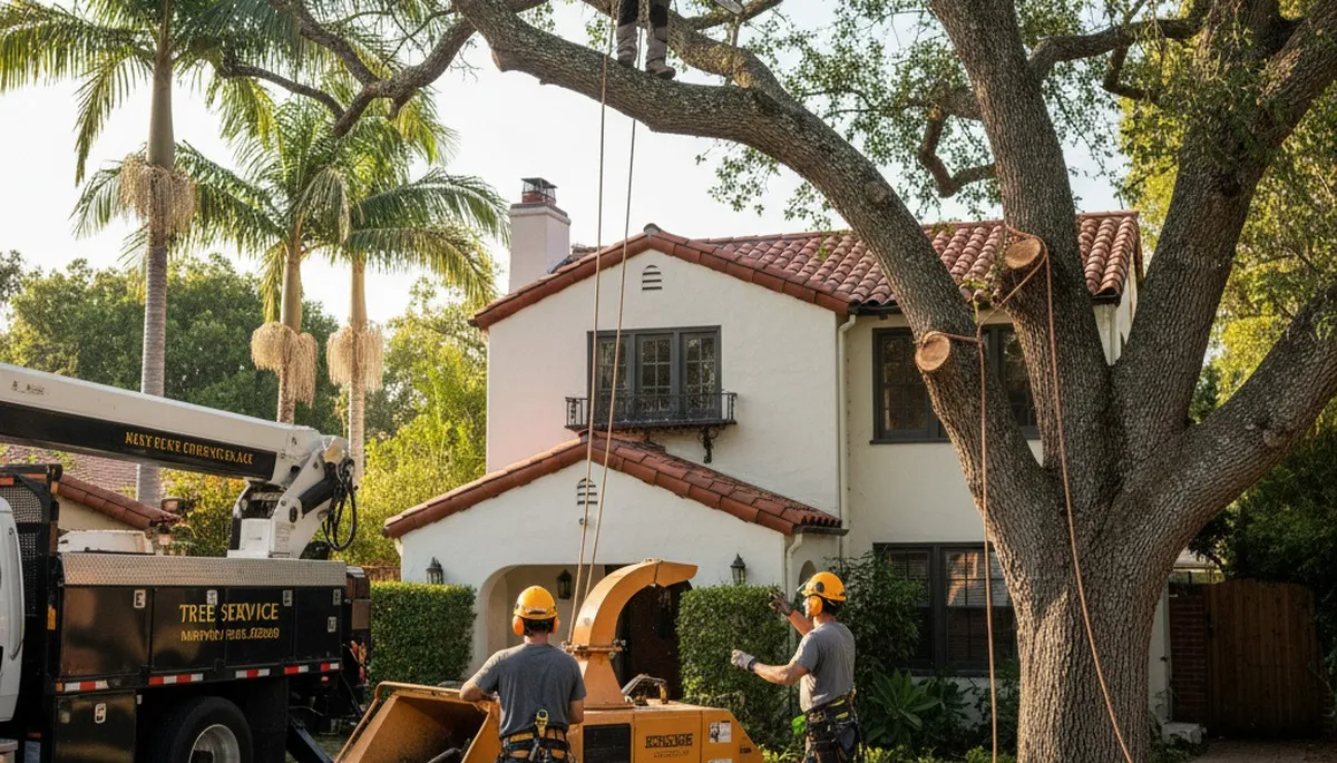 Chicago, IL tree service crew removing a tree with professional arborist equipment