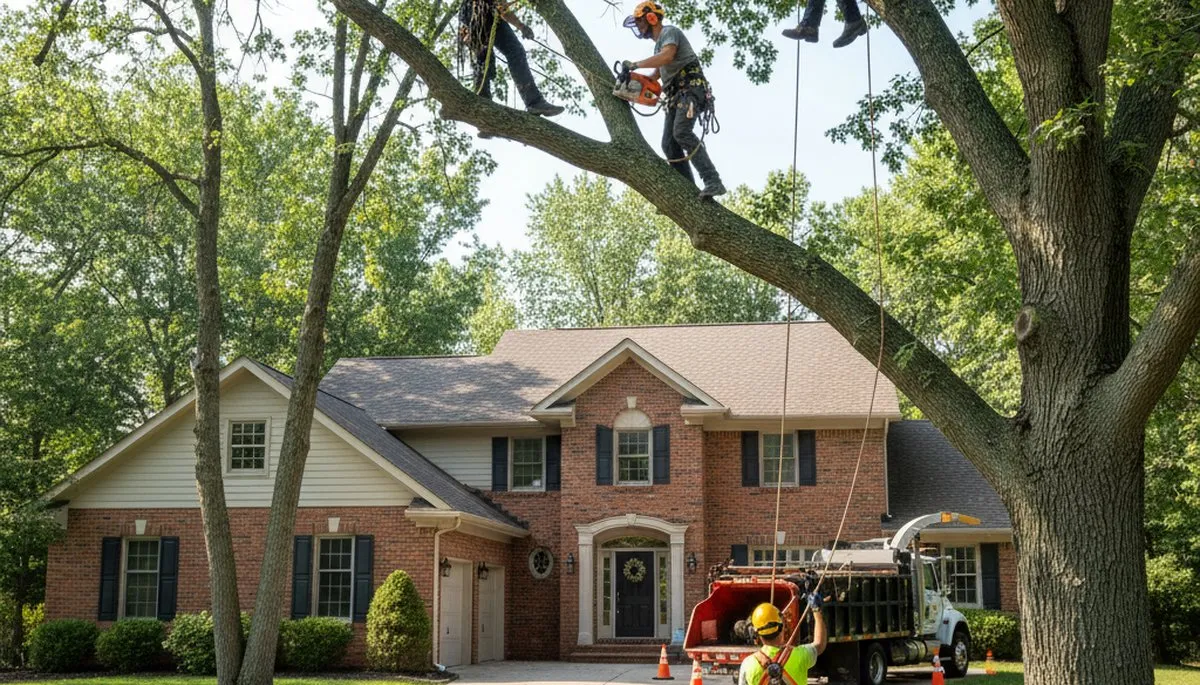 Chicago, IL tree service crew removing a hazardous tree for a local property owner